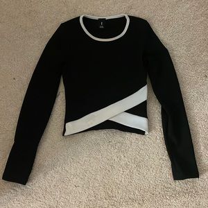 Black with white stripe cropped sweater size small